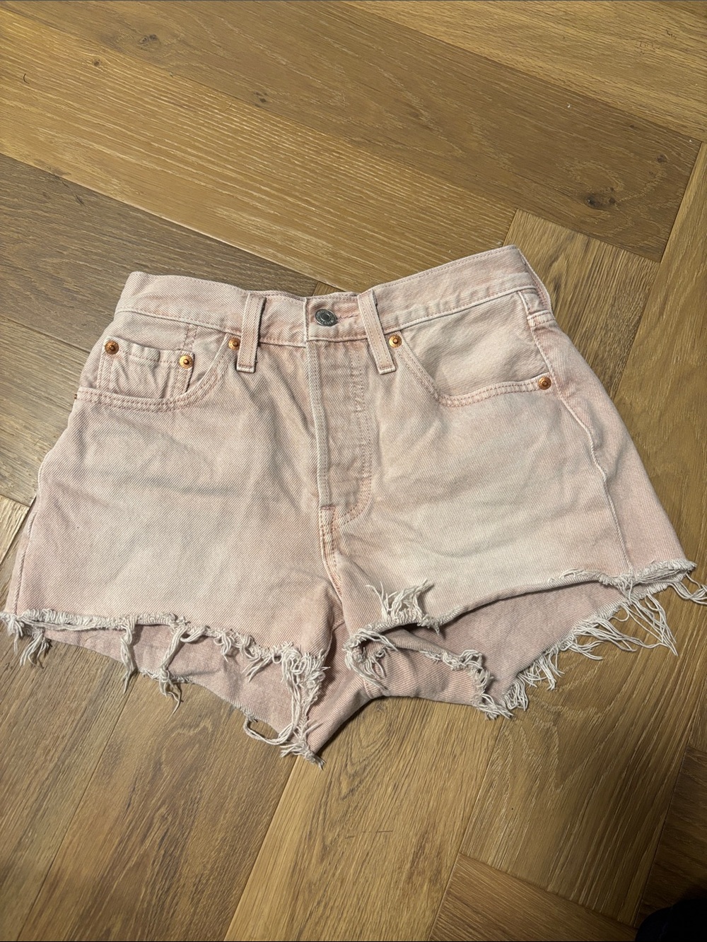 Levi's 501 pink denim shorts
